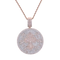 Hip hop shield necklace with rose gold cross pendant and pavé cubic zirconia - n856 Rose Gold and White Gold Two-tone (with 60cm Chain)