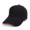 Primer plano detallado de la textura de pana negra y costuras de una gorra de béisbol - Ajustable / Negro