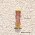 Pink stone cylinder bead with gold plated rings and 15mm length measurements - Natural Strawberry Quartz Barrel Bead