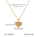 Macro view of gold heart pendant necklace with dimensions and sparkling zircon pavé - Pave Heart Style (HC-N40595)