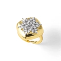 Adjustable 18k gold plated copper snowflake ring with sparkling white cubic zirconia stones - Square Snowflake
