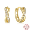 Gold plated S925 sterling silver crossover earrings with turquoise and sparkling zircon - 925 Silver / Gold