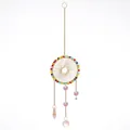 Golden suncatcher dreamcatcher with colorful crystal beads and faceted hanging prisms - Gold Wire Wrapped - Round