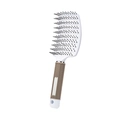 Spazzola a setole di cinghiale curva bianca con setole nere e manico marrone - Tipo Ventilato Standard / Bianco