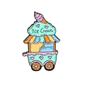 Colorful cartoon ice cream truck enamel pin with mint green and pink details - Ice Cream Truck