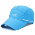 Blue quick-dry baseball cap for outdoor sports with breathable laser-cut side holes - Sky Blue