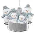 Christmas snowman ornament featuring four snowmen in blue hats for tree decoration - 4 Snowmen Family Style