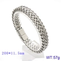 Bracciale a catena intrecciata doppia osso di drago argento, 200x11,5mm, peso 57g - 20cm Color Acciaio