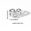 Detailed size specifications for silver chain ring with hammered texture and dimensions - Tyr0327 / Adjustable Open