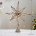 Champagne gold 30cm glittered star tree topper with conical spiral base for Xmas decor - Champagne Gold Octagonal Tree Topper / 25cmx30cm