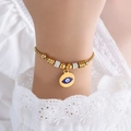 18k gold plated evil eye beaded bracelet with blue enamel charm and zircon details - E456-Blue Enamel Gold Color Bracelet