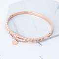 Brazalete corazón oro rosa con grabado LOVE FOREVER y detalles de circonita - Colgante de Corazón / Oro rosa