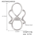 Anillo abierto de acero de titanio plateado con forma de ocho y 3,15 cm de alto - US 7 / Color Acero