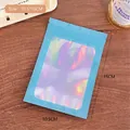 Light blue holographic resealable pouch with window in size 10.5x15cm for packaging - Laser Blue