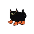 Spilla smaltata cartoon con gatto nero che indossa stivaletti arancioni vivaci - Gatto nero con stivali arancioni (QHXZ1245)