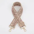 Detail of jacquard bag strap with ethnic paisley pattern and golden lobster clasps - Light Pink