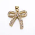 Exquisite butterfly pendant with 18K gold plating and micro-set white zircon stones - Gold Micro-set Zircon Bow