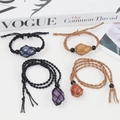 Set collana e bracciale fatti a mano con pietre naturali e cordino intrecciato - Set / Set Collana e Braccialetto Nero