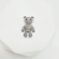 Ciondolo a forma di orso argento con zirconi bianchi per incastonatura perle - 20*13mm / Oro Bianco