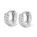 Boucles d'oreilles créoles S925 en argent sterling avec trois rangées de zircons - Argent-Diamètre Intérieur 6mm
