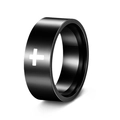 Anello classico da 8mm in acciaio inossidabile nero con motivo croce da uomo - US 6 / 8mm / Nero