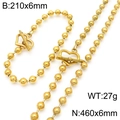 Golden stainless steel beaded jewelry set with heart toggle clasp for men and women - Bracelet / Gold (Heart Toggle Clasp)