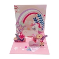 Tarjeta de felicitación 3D pop-up con unicornio mágico rosa y arcoíris - Unicornio Mágico