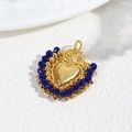 Luxuriöser goldener Herzanhänger mit blauen Perlen für Halsketten und Armbänder DIY - Dunkelblaue Perlen/Gold