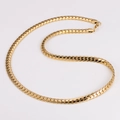 Flat golden braided chain necklace in stainless steel with textured pattern - 7.5mm*60cm / Gold