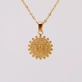 Minimalist 18K gold plated stainless steel letter W pendant necklace for women - W (With Chain)