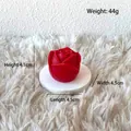 Red rose bear scented candle on white plush background for Valentine gift decor - 2 Inch Rose Flower (COCO Scent) / Red