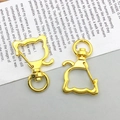 Goldener Katzenform-Schlüsselanhängerhaken aus Legierung für DIY-Schmuckzubehör - Goldener Katzenkopf-Schlüsselanhänger 21*33mm