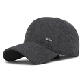 Berretto invernale da baseball grigio scuro da uomo con paraorecchie e stemma metallico - Regolabile / Grigio