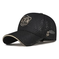 Casquette de baseball noire respirante avec broderie de bouclier et logo doré Classic - Réglable / Noir