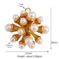 Golden sunburst starburst pendant with white pearls and hanging loop for DIY jewelry - Pearl Starburst / Gold