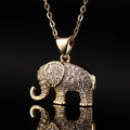 Elegant gold elephant pendant necklace with sparkling cubic zirconia on a gold chain - 05 White Zirconia Elephant Pendant Only (Without Chain)