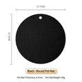 Dessous de plat rond en silicone noir avec motif vagues et trou de suspension, 17,7 cm - Rond / Noir