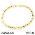 Bracelet à maillons en acier inoxydable doré avec fermoir mousqueton, 220x5mm - Bracelet Or