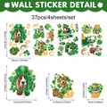 Detailed dimension layout for 37pcs St. Patrick's Day animals and clovers stickers - Animal Clover Set 37Pcs (4 Sheets) (CT24Y11157T_T)