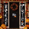 Halloween Trick or Treat deurbanners set met pompoen en schedel decoraties - Stijl A
