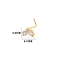Gold nose stud with leaf-shaped marquise stones and precise dimension measurements - 10# Double Leaf Style / Gold Yellow