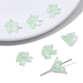 Light green translucent lily glass beads with silver T-pins for DIY jewelry making - 20 Pcs/Pack / Green