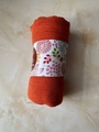 Orange solid color voile scarf with fringe edges rolled with floral paper band - Brick Red