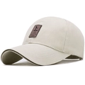 Beige cotton baseball cap with curved brim and brown leather patch detailing - Off White