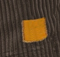 Dark brown corduroy casual shorts with orange stitched label detail and ribbed texture - 3XL / Bottoms / Coffee