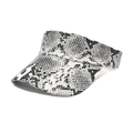 Faux leather snake skin visor hat in black and white with breathable open top design - White