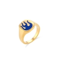 Anello vintage in acciaio inossidabile placcato oro 18K con fiamma blu - US 6 / Blu Reale