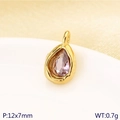 Waterdrop pendant with lavender stone and gold hammered texture, 12x7mm stainless steel - Pink Style (KLJ10212-ZLA)