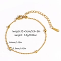 Bracelet à billes dorées en acier inoxydable avec fermoir mousqueton réglable et fini poli - Style Perle Alternée 1.6mm/3.5mm