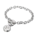 Silver OT clasp chain bracelet with clear round brilliant stone in a modern bezel setting - Silver Style With Clear Stone (KB53402-Z)